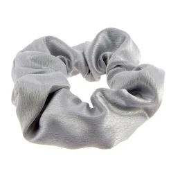 Chouchou en coton satiné gris métallisé