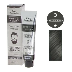 Coloration pour homme cheveux & barbe 3 châtain foncé