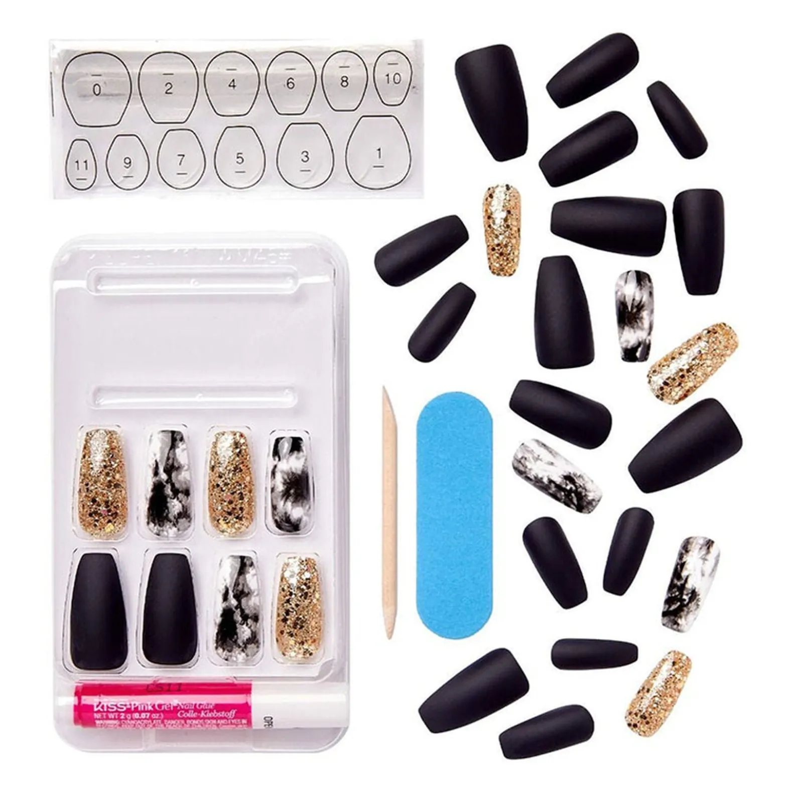 Faux ongles Voguish Fantasy fantasy tie dye taille long