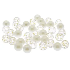 Perles cheveux blanches et transparentes à paillettes dorée
