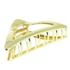 Pince croco métallique triangulaire dorée