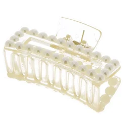 Pince croco rectangle à perles transparent