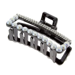 Pince croco strass et perles rectangle