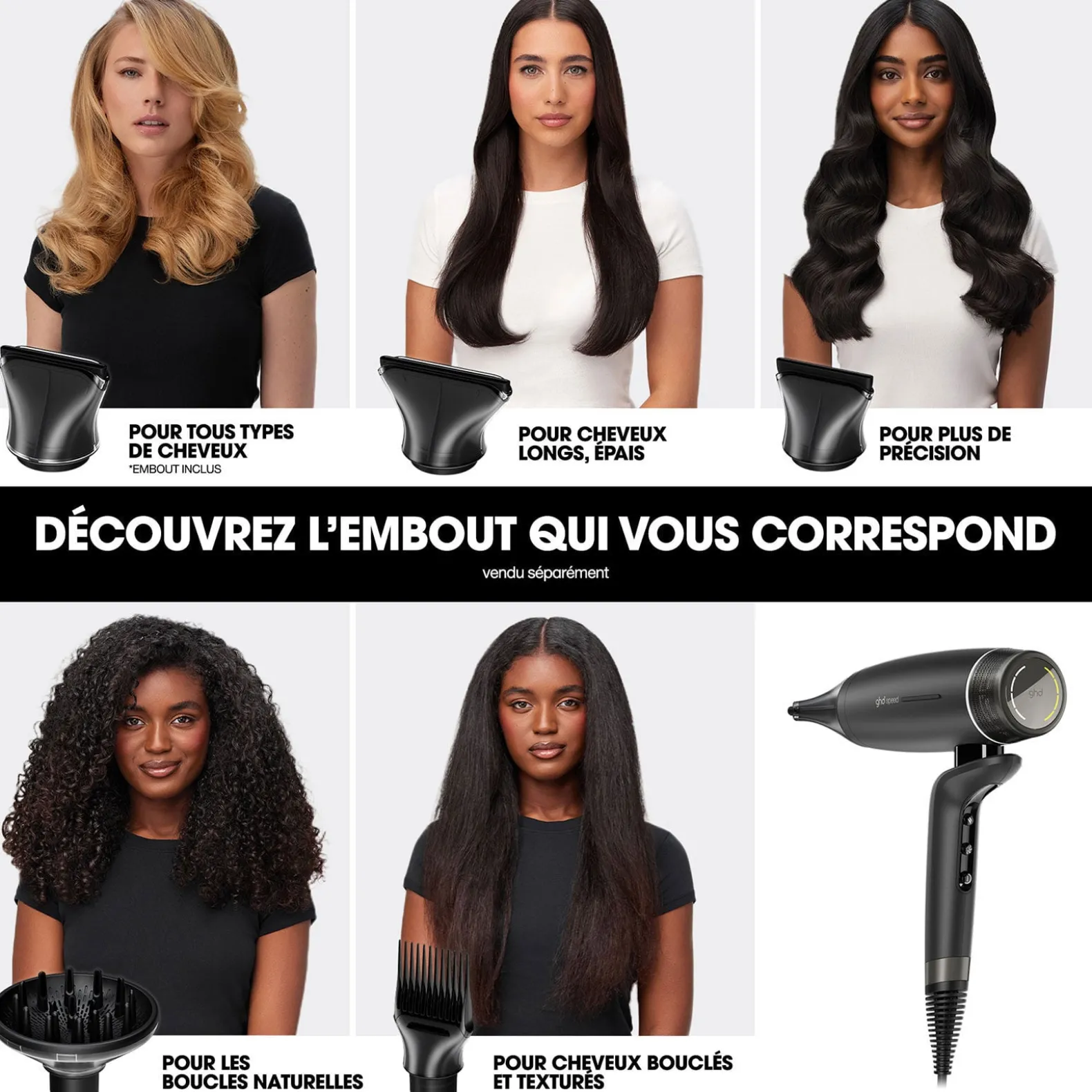 Sèche cheveux Speed avec diffuseur et spray protecteur