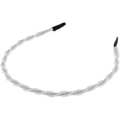 Serre-tête perles et cordon pailleté argenté