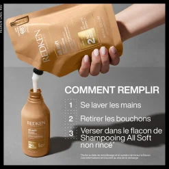 Shampooing hydratant pour cheveux secs et sensibilisés All Soft 300ml + recharge 500ml