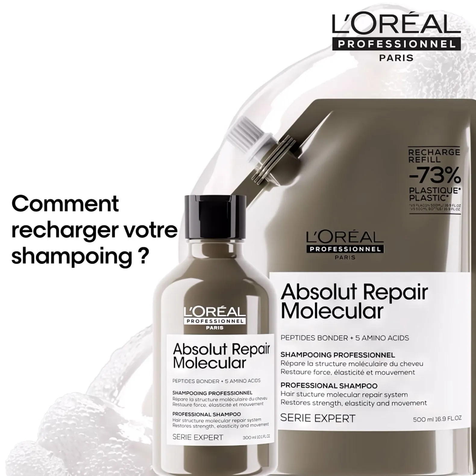 Shampooing réparateur Absolut Repair Molecular recharge 500ml